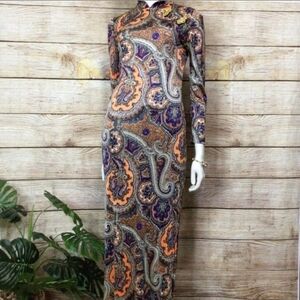 60's 70's Paisley Print Loungewear/ Maxi Dress